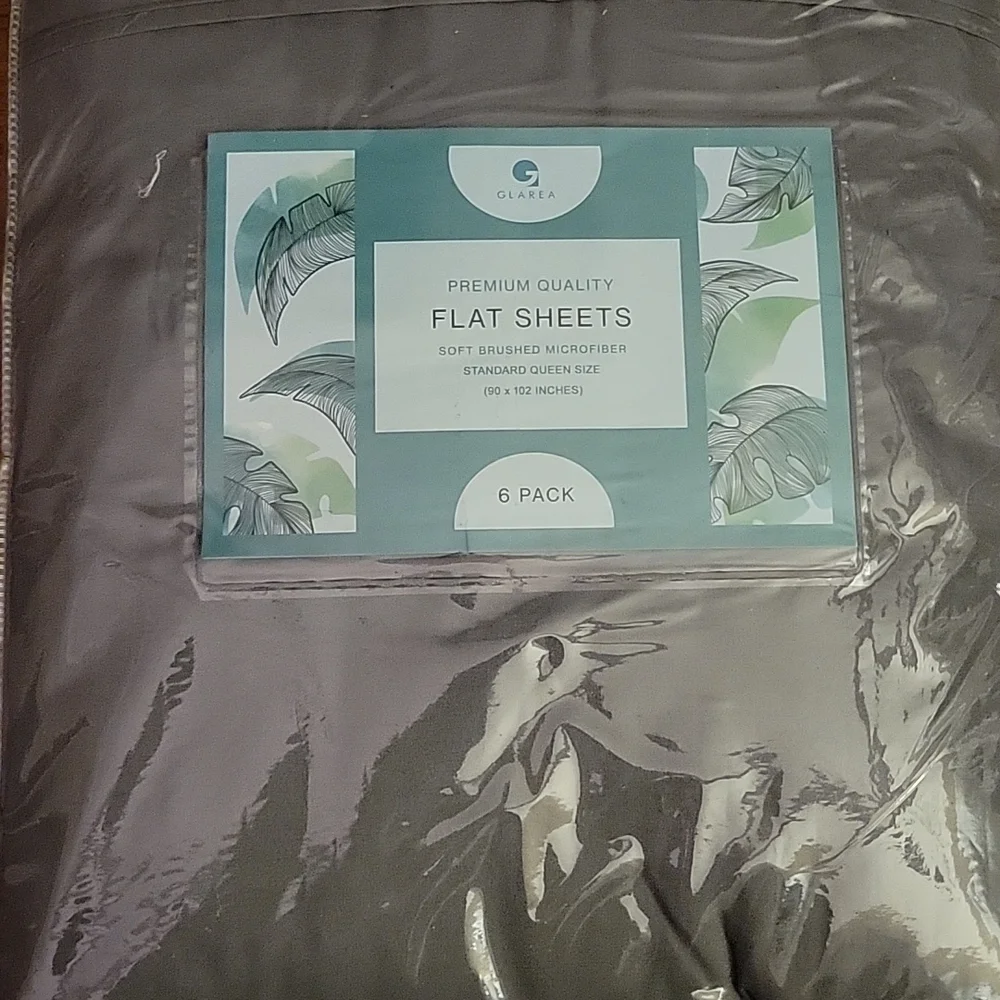 GLAREA MICROFIBER FLAT SHEETS 6 Pack Queen Gray Hypoallergenic New